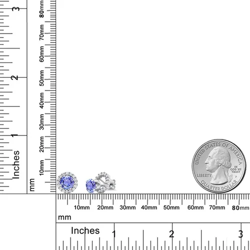 Vista 146 de Gem Stone King Aretes redondos de plata de ley 925 de 0.236 in con piedra natal extraíble para mujer