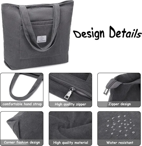 Vista 3 de Makukke Corduroy Totes Bag Women - Shoulder Hobo Bag Handbags Crossbody Bag Big Capacity Shopping Purses