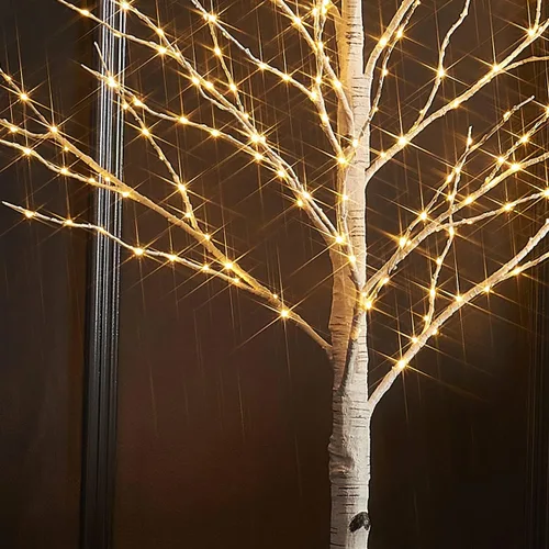Vista 2 de Fudios Árbol de abedul iluminado de 4 pies, 200 luces LED, ramitas de Navidad, árboles de cadena de luces para interiores, para decoración