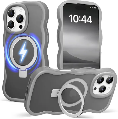 Vista 15 de Magsafe - Funda magnética para iPhone 12 Pro Max, compatible con Magsafe con marco ondulado, translúcido, mate, parte trasera dura, de silicona, a