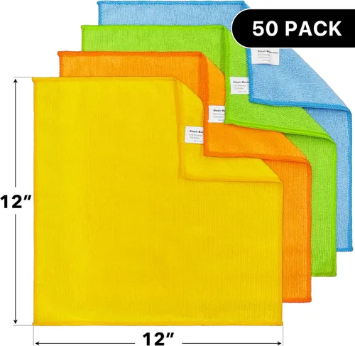 Vista 2 de Simple Houseware - Paño de limpieza de microfibra de 12 x 12 pulgadas, paquete de 50 unidades, 4