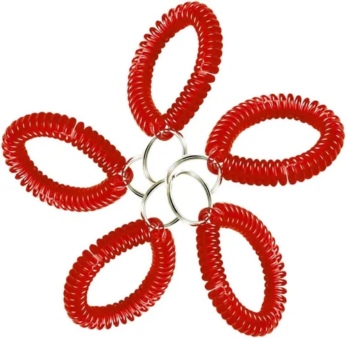 Vista 17 de Lucky Line - Resorte de muñeca en espiral de 2 pulgadas de diámetro con llavero de acero, multicolor, pulsera flexible para muñeca, se estira hasta