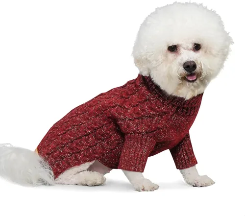 Vista 18 de KYEESE Suéteres para perros pequeños, suéter para mascotas con bloques de color macho, suéter para mascotas con hilo mullido, suéter de punto