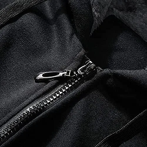 Vista 5 de ZITY - Sudadera de invierno con capucha y cremallera para hombre, chaqueta abrigada de vellón, con forro de Sherpa