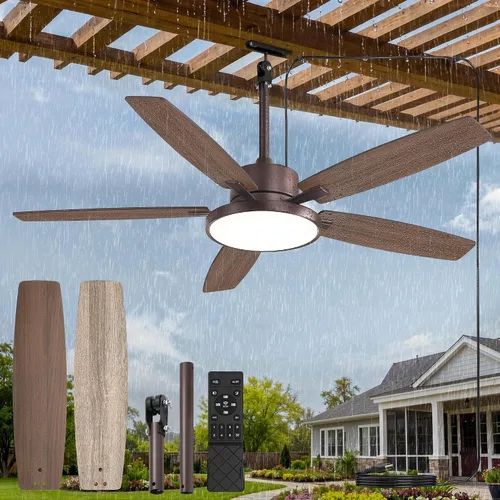 Vista 13 de Ventilador de techo al aire libre de 42" con luz remota IP65 impermeable ventilador de techo RGB