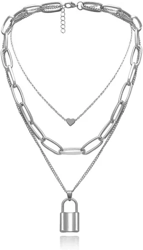 Vista 5 de Collares gruesos para mujer, cadena punk, collar de plata