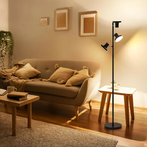 Vista 6 de SIBRILLE Lámpara de pie LED de árbol de 36W, lámpara de pie ajustable moderna con control remoto y táctil, 4 temperaturas de color, 3 lámparas