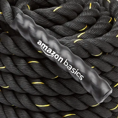 Vista 3 de Amazon Basics - Cuerda de batalla para entrenamiento en el gimnasio en casa, equipo de entrenamiento de ejercicio