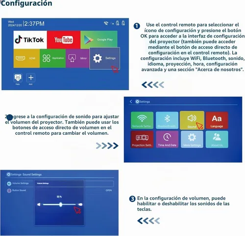Vista 15 de Wielio Proyector inteligente 2026 Android TV con WiFi 6 y Bluetooth 5.0