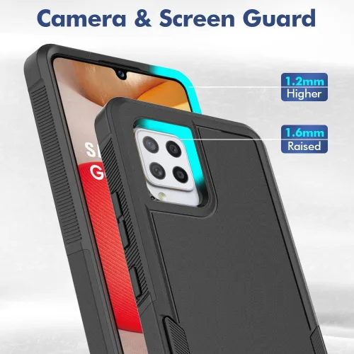 Vista 4 de Jeylly Funda para Samsung Galaxy A42 5G con protector de pantalla de vidrio templado, resistente a los golpes, a prueba de caídas, duradera