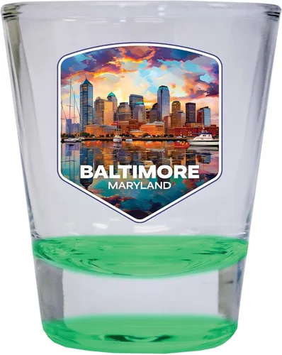 Vista 5 de Baltimore Maryland A Souvenir - Vaso de chupito redondo de 1.5 onzas, color azul, paquete de 2