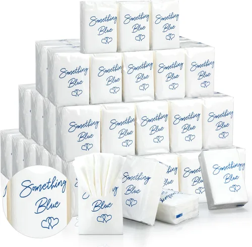 Vista 9 de Spiareal 50 pañuelos azules con diseño de lágrimas felices para boda, 3 capas para tus lágrimas felices, pañuelos de boda para invitados, papel