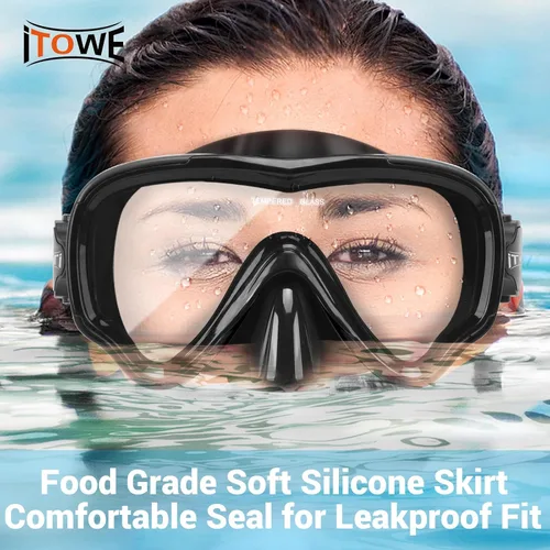 Vista 4 de Gafas de natación para adultos, hombres y mujeres, con cubierta de nariz, vidrio templado de 180°, visión clara, máscara de piscina, gafas de buceo