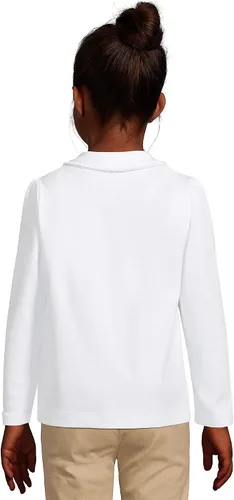Vista 4 de Lands' End Camisa de punto con cuello Peter Pan de manga larga para niñas