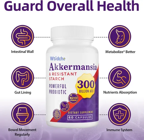 Vista 6 de 300 mil millones de probióticos AFU Akkermansia Suplemento para mujeres y hombres, Akkermansia Muciniphila para Akkermansia, digestivo, intestino