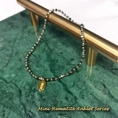 Vista 2 de Morchic Tobillera de hematita para mujer, cadena de pie hecha a mano, joyería elástica para chakras de playa