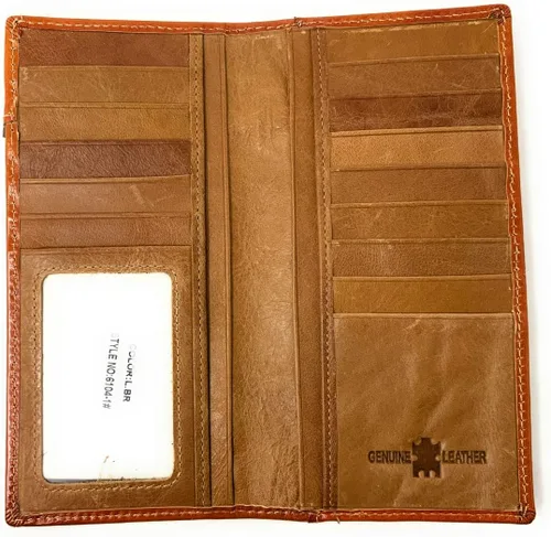 Vista 3 de Western - Cartera de piel auténtica para hombre, diseño de canasta