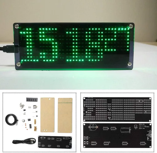 Vista 7 de Kit de reloj digital LED compacto, kit de reloj electrónico de celosía digital de 5 V con apariencia acrílica con aviso de temperatura
