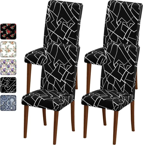 Vista 54 de Fundas para sillas de comedor CoSofSLIP, juego de 2, fundas estampadas elásticas antideslizantes, fundas extraíbles y lavables para sillas