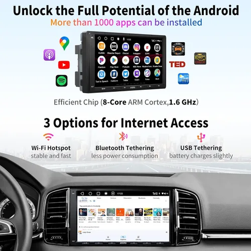 Vista 2 de ATOTO A6PF - Estéreo de coche Android de doble DIN, CarPlay inalámbrico, Android Auto inalámbrico, MirrorLink, navegación en pantalla táctil de 7