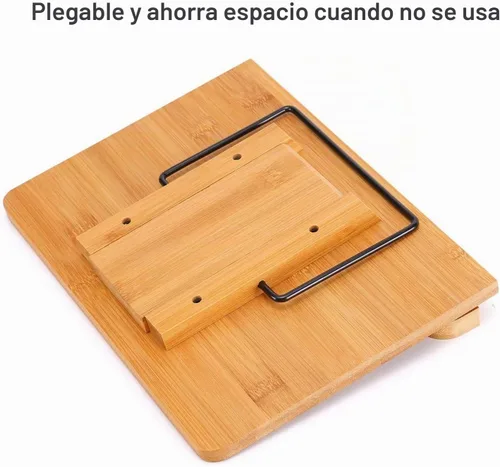 Vista 6 de MEGREZ Soporte de libro de bambú plegable Soporte ajustable para tableta de Rosa