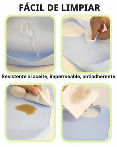 Vista 5 de Baberos de silicona para bebés, 4 piezas ajustables para niñas y niños