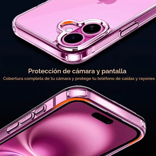 Vista 6 de ivoler Funda transparente 3 en 1 diseñada para iPhone 16 Plus de 6.7 pulgadas 2024 con 2 protectores de pantalla de vidrio templado, funda delgada