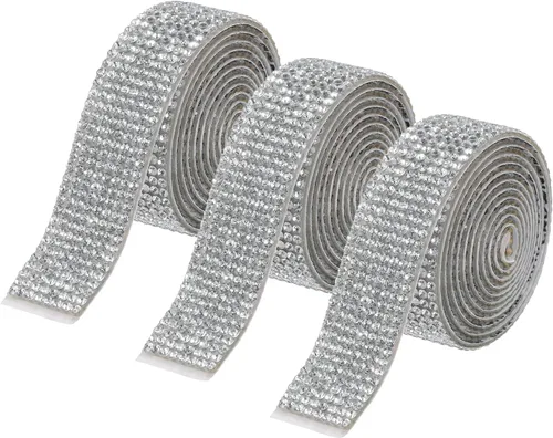 Vista 26 de MECCANIXITY 3 rollos de cinta de diamantes de imitación autoadhesiva de 3 yardas y 0.315 in para proyectos de artes y manualidades, pasteles de Beige