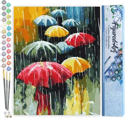 Vista 55 de Figured'Art Pintura por números para adultos, flores rojas abstractas, 16 x 20 pulgadas, kit de pintura artística para manualidades, lienzo
