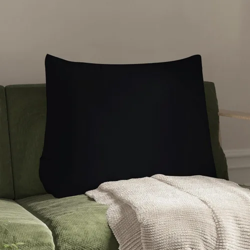 Vista 3 de WOWMAX Almohada de espalda para cama sentada, almohada de cuña para respaldo de cama y sofá, 85% lino y 15% mezcla de algodón, color negro