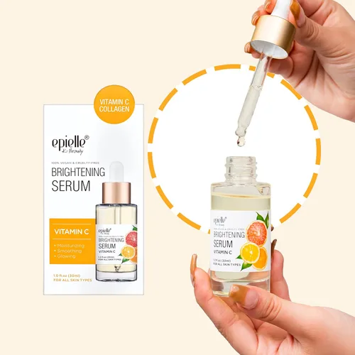Vista 4 de Epielle Suero de vitamina C con colágeno y ácido hialurónico, restaura la hidratación y reduce las manchas oscuras, vegano y libre de crueldad