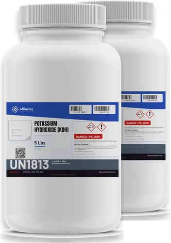 Vista 7 de Alliance Chemical Copos de hidróxido de potasio KOH - 5 libras - Base fuerte, agua de lejía, copos de soda cáustica - 90% de pureza