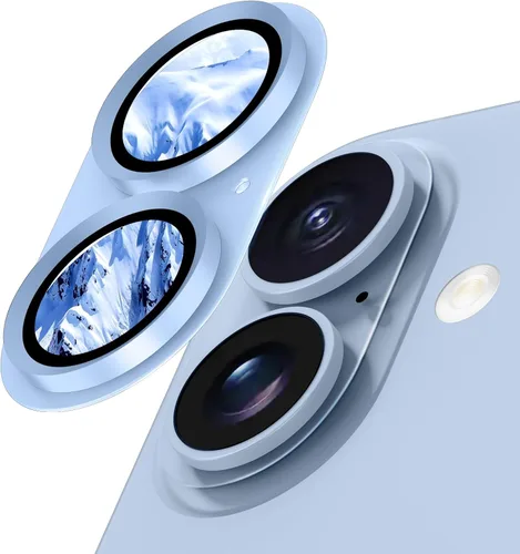 Vista 24 de Protector de lente de cámara para iPhone 15/iPhone 15 Plus/iPhone 14/iPhone 14 Plus, pantalla de cubierta de cámara de vidrio templado de aleación