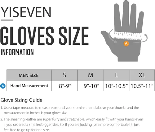 Vista 7 de YISEVEN Manoplas de piel de oveja de invierno para hombre