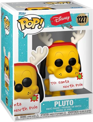 Vista 2 de POP Disney Holiday: Figura de vinilo de Pluto Funko de reno (paquete con funda protectora compatible), multicolor, 3.75 pulgadas