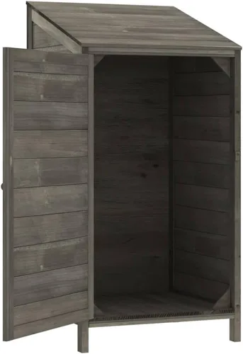 Vista 4 de Cobertizo de almacenamiento de madera para jardín, gabinete de almacenamiento de abeto de madera maciza, cobertizo de herramientas de madera