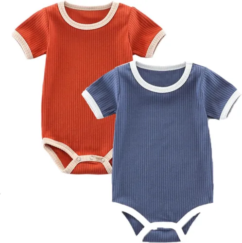 Vista 17 de Body de bebé, de manga corta, para niños y niñas, 100% algodón, unisex, con botones, paquete de 2