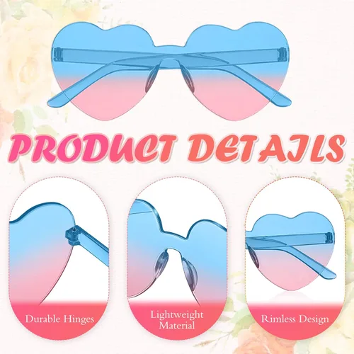 Vista 3 de JDHXBMW 12 Pairs Heart Shaped Sunglasses Candy Color Rimless Fun Heart Sunglasses for Women Men Party Favors