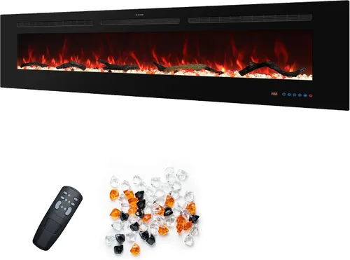 Vista 14 de Insertos de chimenea eléctrica de 48 pulgadas, chimenea eléctrica empotrada y de pared, chimenea lineal con termostato, pantalla táctil y control