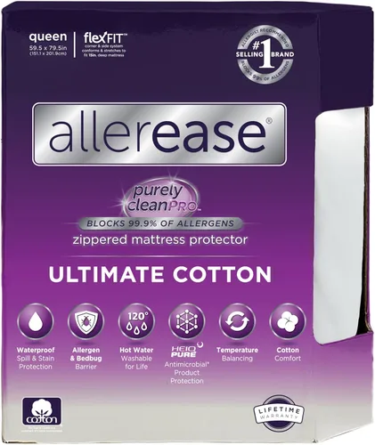 Vista 8 de Protector de colchón Aller-Ease para protección, comodidad y equilibrio de temperatura, Poliéster & Mezcla de poliéster, Blanco, gemelo