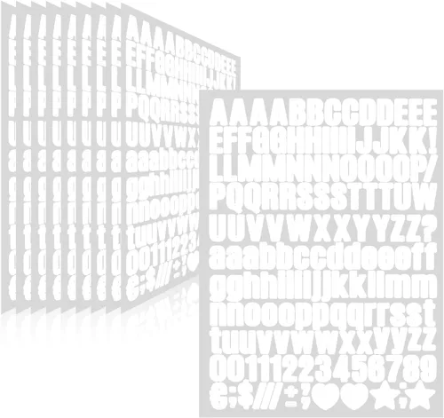 Vista 46 de 1550 piezas de 10 hojas de calcomanías de letras, calcomanías de números y alfabeto de buzón de vinilo, calcomanías autoadhesivas impermeables