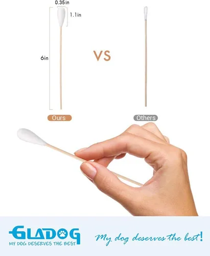 Vista 5 de GLADOG Capullos de algodón grandes profesionales de 6 pulgadas para perros, especialmente diseñados con mango de bambú, grandes medios seguros