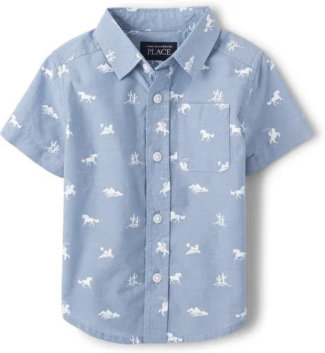 Vista 10 de The Children's Place - Camisa de manga corta con botones para niños grandes