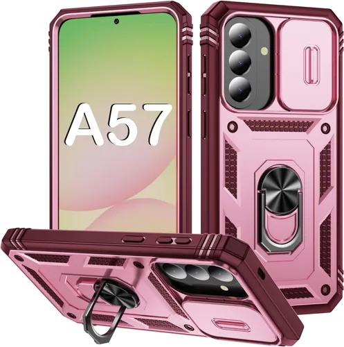 Vista 146 de PASNEW Funda militar para iPhone 13 Pro Max, cubierta de cámara deslizante y soporte de anillo de metal de 360°, carcasa rígida multicapa resistente