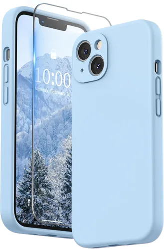 Vista 26 de SURPHY Funda compatible con iPhone 13 con protector de pantalla, (protección de cámara y forro de microfibra suave), funda de teléfono de silicona