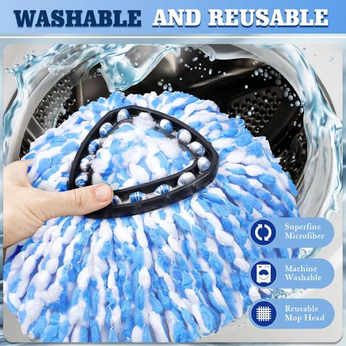 Vista 3 de Juego profesional de 6 piezas compatible con O-Cedar RinseClean: 4 cabezales de fregona de microfibra + 1 cepillo + 1 base de ajuste preciso