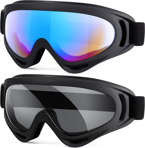 Vista 11 de MAMBAOUT Paquete de 2 gafas de esquí de nieve, gafas de snowboard para hombres, mujeres, jóvenes, niños, niños o niñas