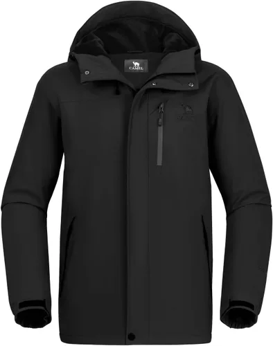 Vista 3 de CAMEL CROWN Chaqueta de esquí para hombre, impermeable, abrigo de nieve de invierno, resistente al viento, forro polar cálido, con capucha, parka