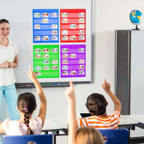 Vista 4 de Lincia 6 piezas de bolsillo magnético para aula, cuadrados para niños y profesores, mini organizador de bolsillo pequeño para el regreso a