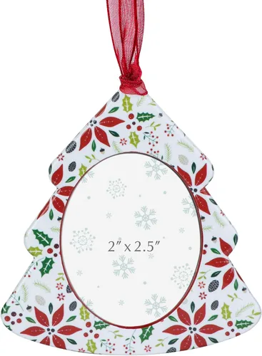 Vista 4 de GUOER Juego de 3 piezas de adornos de marcos de fotos de copo de nieve para árbol de Navidad, regalo conmemorativo navideño, decoración del hogar